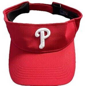 Vintage Philadelphia Phillies Adjustable Team MLB Red Visor Men's Sz M-L, OS
